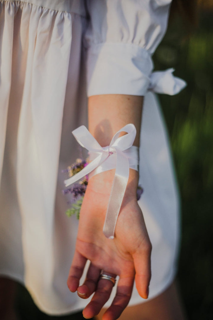 Purple Pink Flower Bracelet: Lavender Peony Wrist Corsage – handmade floral hair accessory by magaela