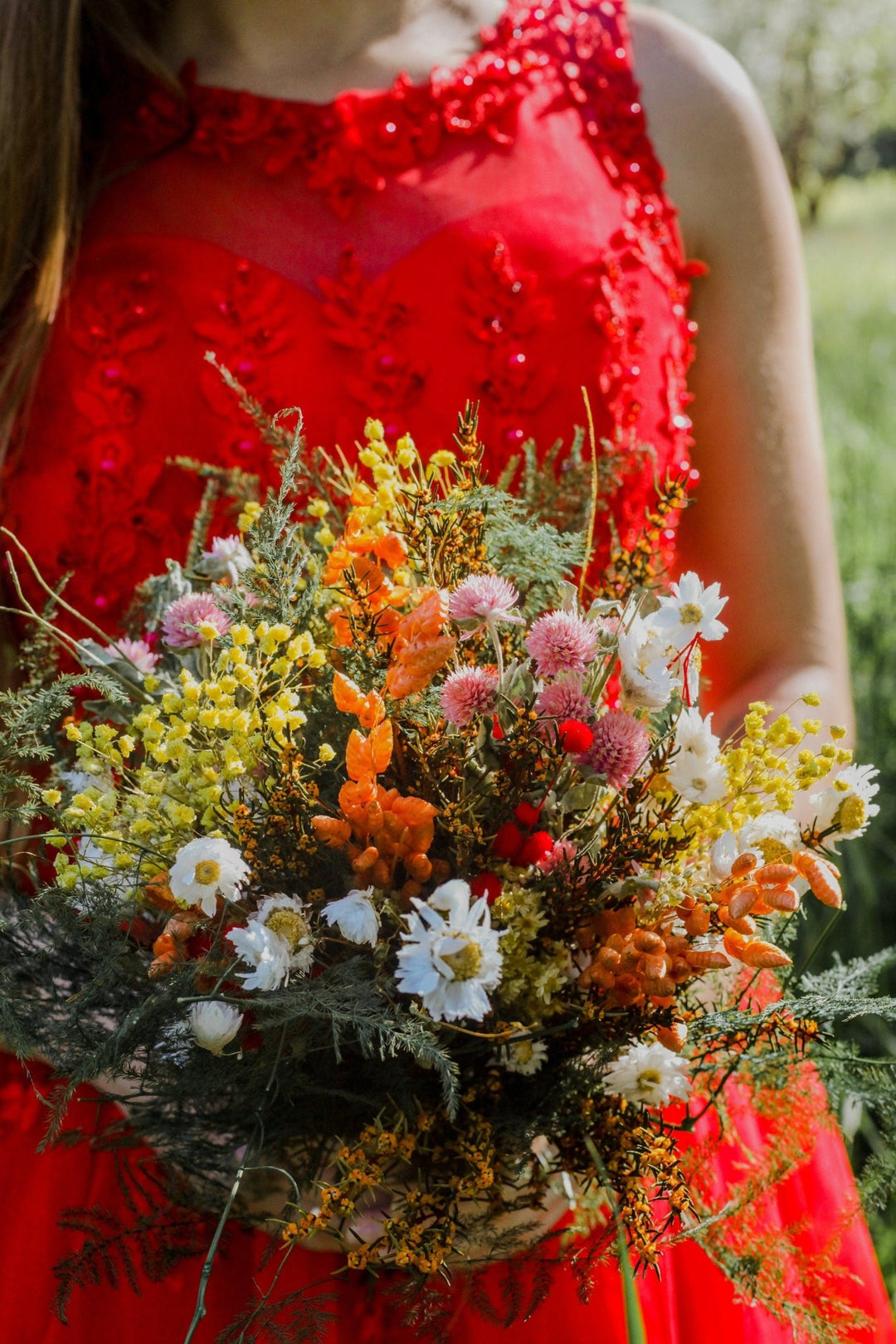 Preserved Flower Bridal Bouquet: Handmade Dried Meadow Wedding Bouquet – handmade floral hair accessory by magaela