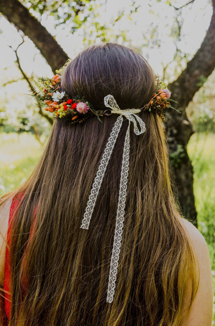 Dried Flower Bridal Wreath: Meadow Wedding Hair Crown – handmade floral hair accessory by magaela