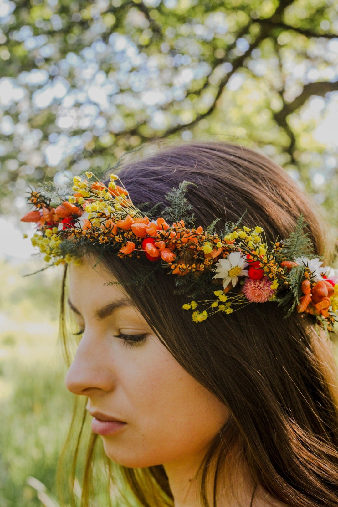 Dried Flower Bridal Wreath: Meadow Wedding Hair Crown – handmade floral hair accessory by magaela