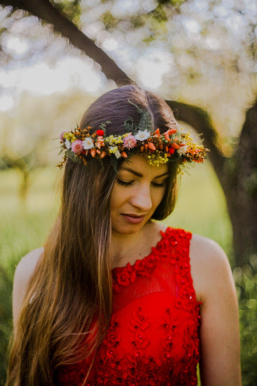 Dried Flower Bridal Wreath: Meadow Wedding Hair Crown – handmade floral hair accessory by magaela