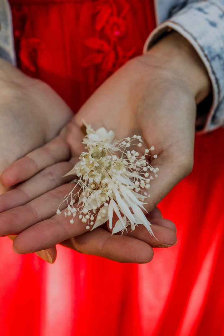 Dried Flower Boutonniere: Ivory Cream Wedding Groomsmen Corsage – handmade floral hair accessory by magaela