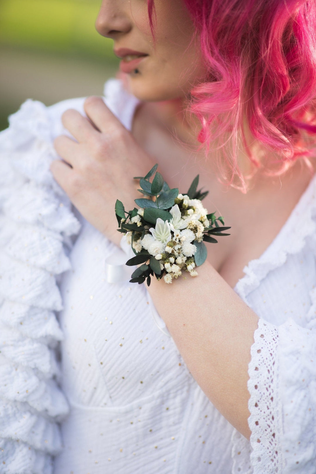 Eucalyptus Bridal Bracelet: Preserved Flower Wedding Jewelry – handmade floral hair accessory by magaela