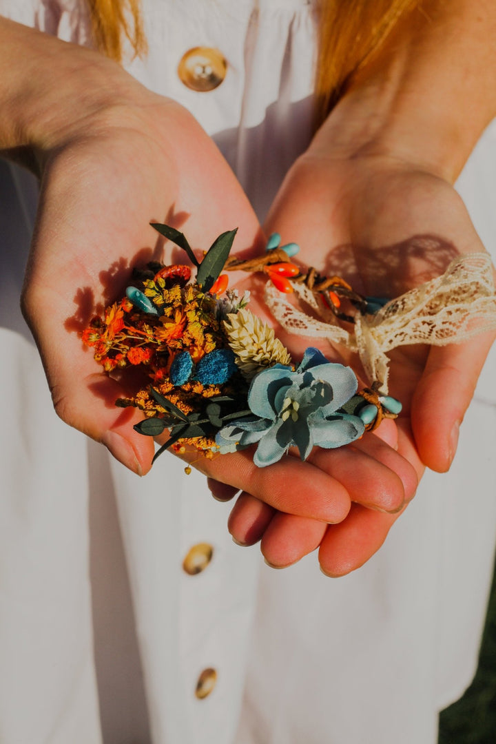 Bridal Flower Bracelet: Handmade Meadow Wrist Corsage – handmade floral hair accessory by magaela