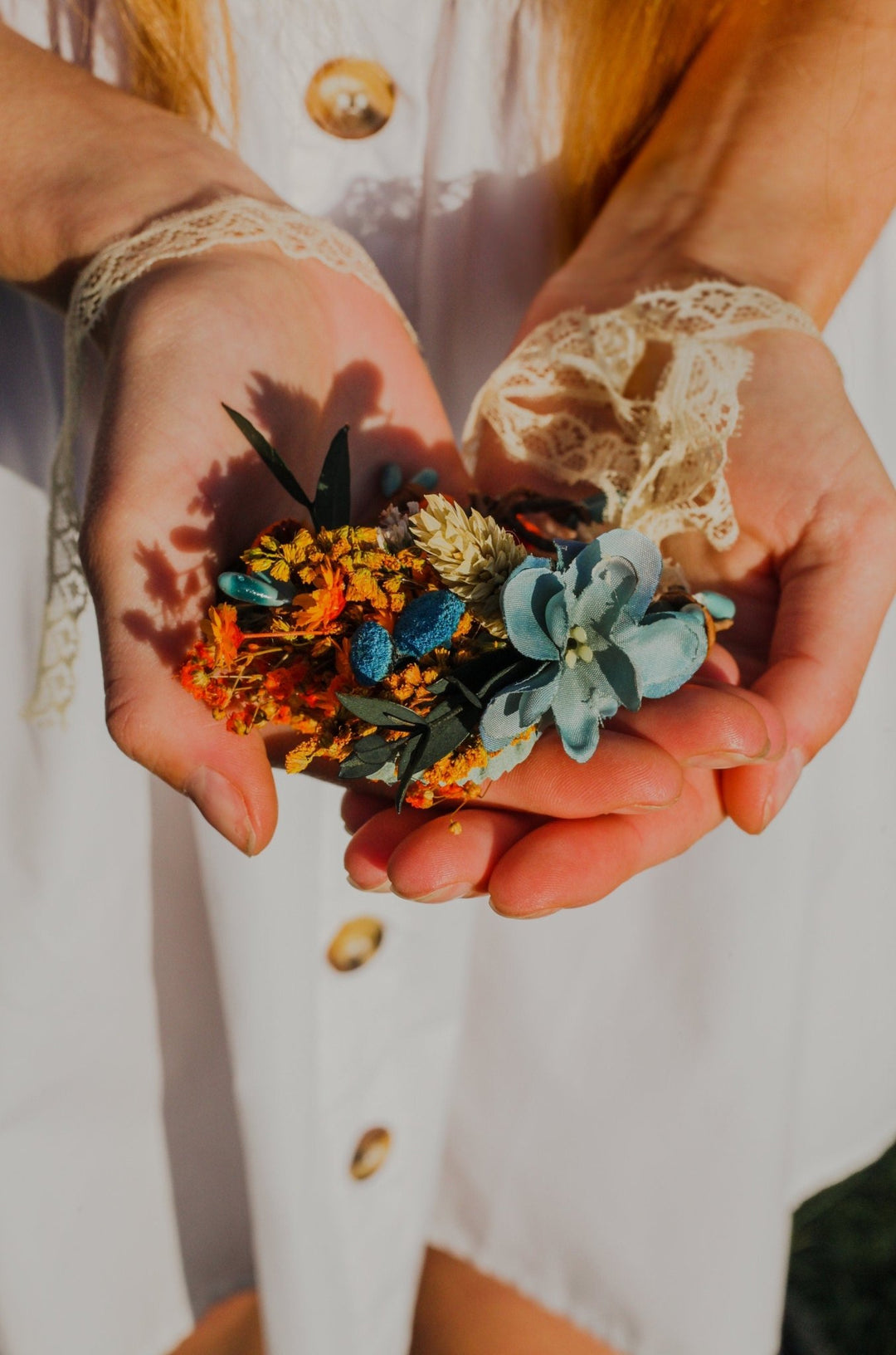 Bridal Flower Bracelet: Handmade Meadow Wrist Corsage – handmade floral hair accessory by magaela