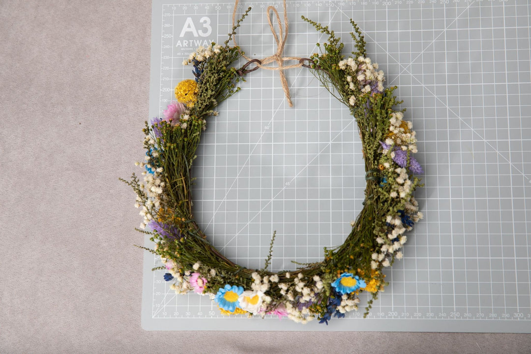 Wildflower Wedding Set: Flower Crown and Boutonniere – handmade floral hair accessory by magaela