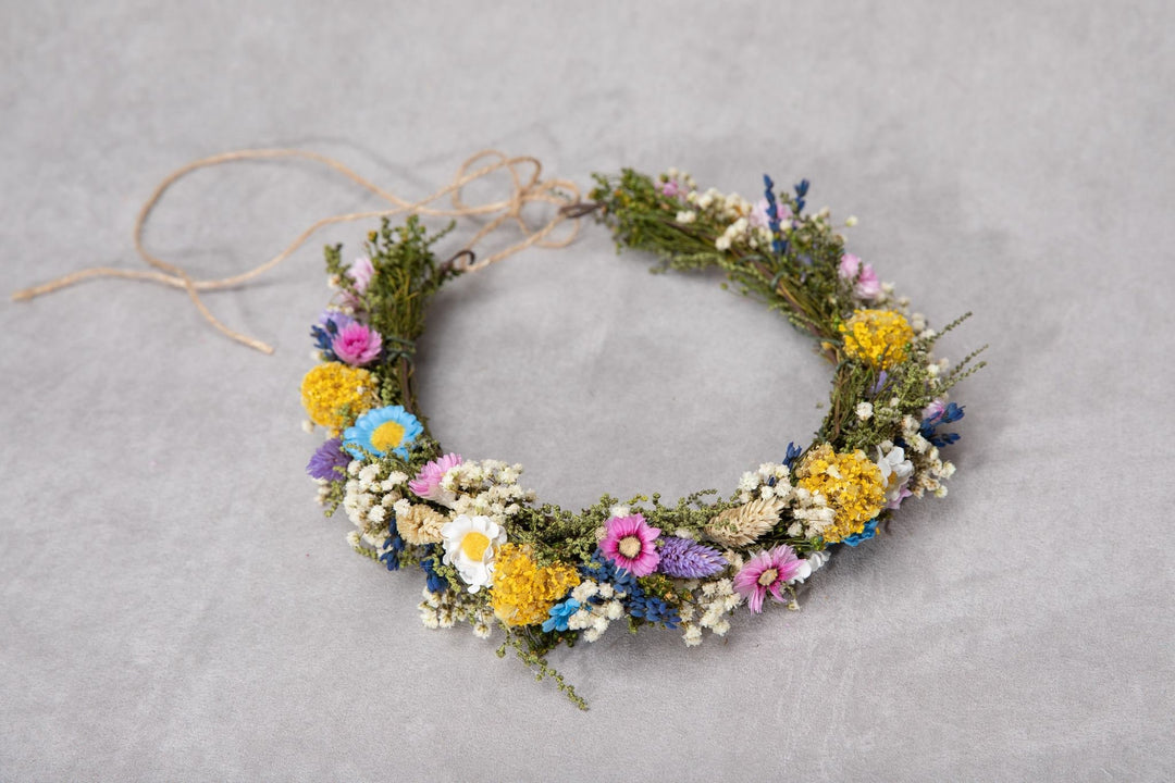 Wildflower Wedding Set: Flower Crown and Boutonniere – handmade floral hair accessory by magaela