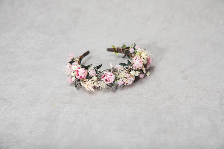 Pink Peony Flower Headband: Wedding Hair Jewelry – handmade floral hair accessory by magaela