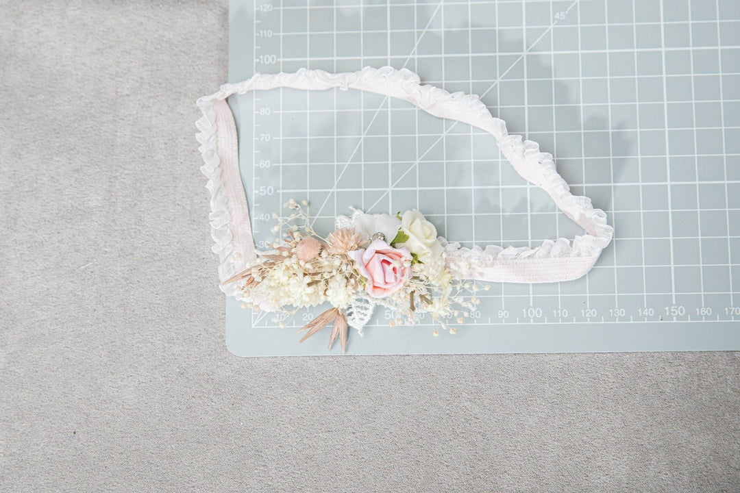 Peach Floral Bridal Garter: Ivory Lace Wedding Toss Garter – handmade floral hair accessory by magaela