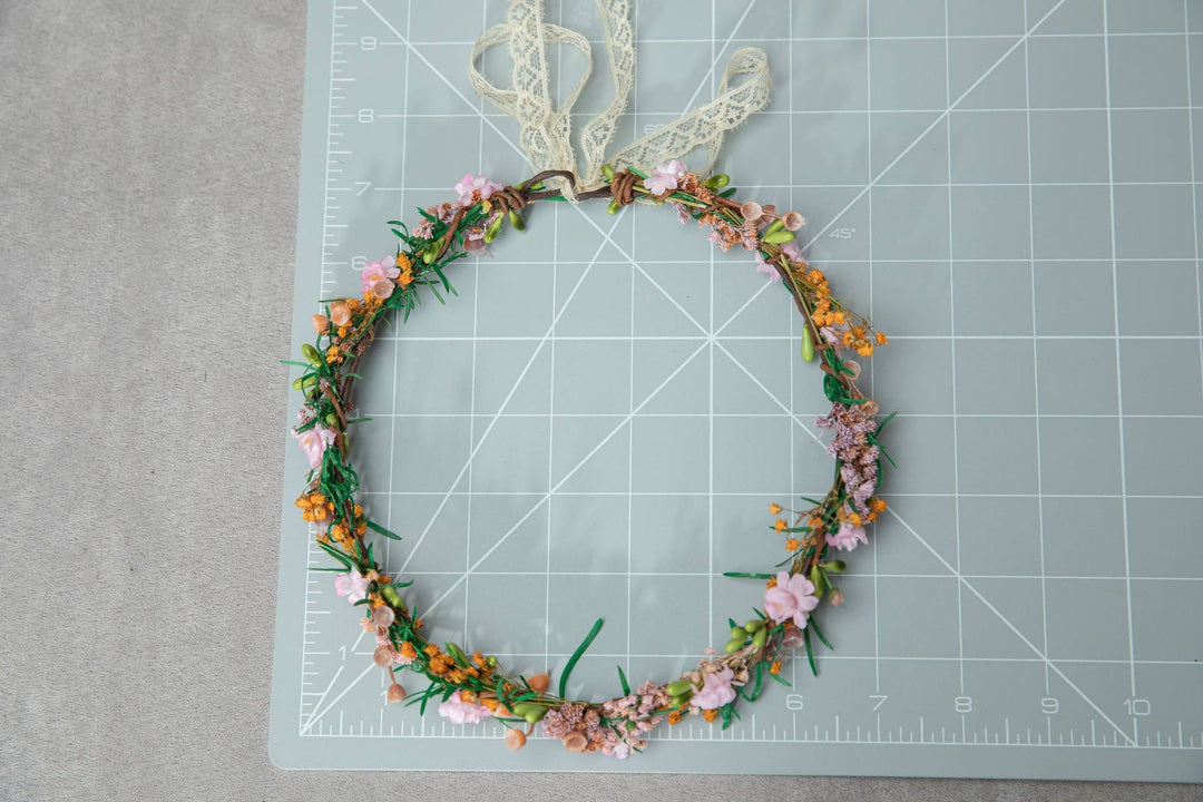 Delicate Flower Bridal Wreath: Summer Wedding Hair Crown – handmade floral hair accessory by magaela