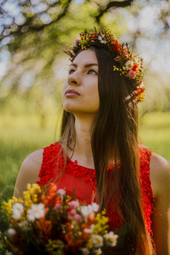 Preserved Flower Bridal Bouquet: Handmade Dried Meadow Wedding Bouquet – handmade floral hair accessory by magaela