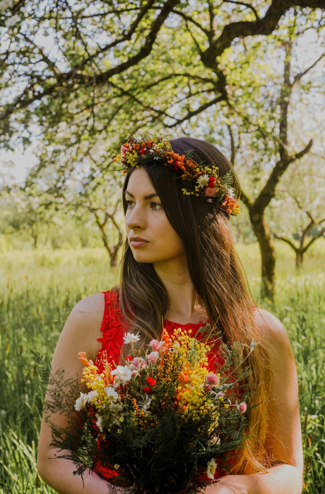 Preserved Flower Bridal Bouquet: Handmade Dried Meadow Wedding Bouquet – handmade floral hair accessory by magaela