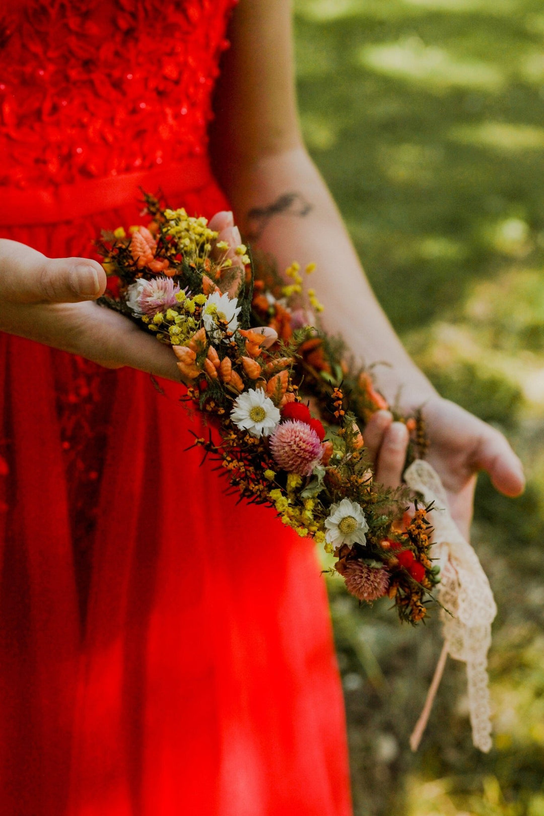 Dried Flower Bridal Wreath: Meadow Wedding Hair Crown – handmade floral hair accessory by magaela