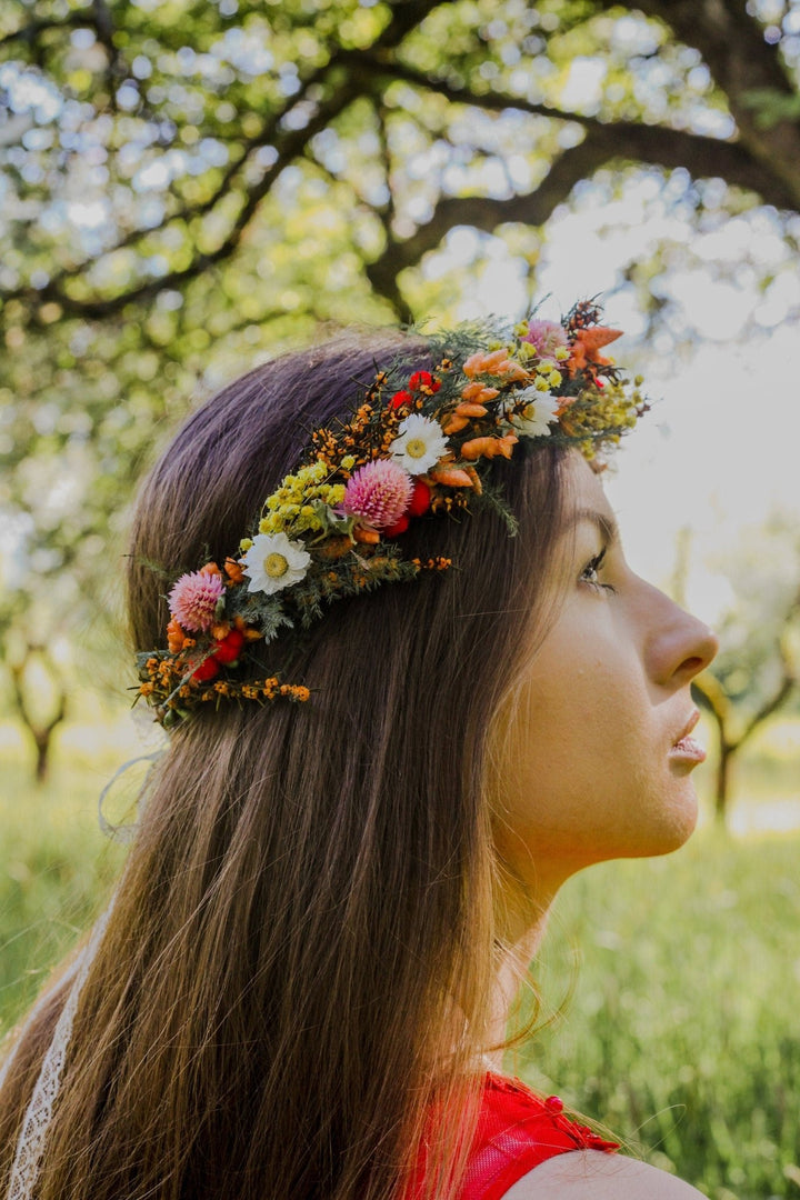 Dried Flower Bridal Wreath: Meadow Wedding Hair Crown – handmade floral hair accessory by magaela