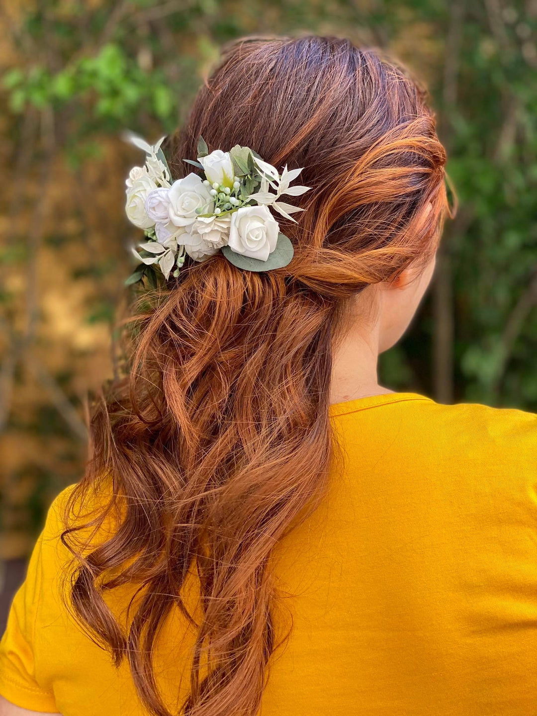 Ivory Floral Bridal Hair Comb: Boho Wedding Headpiece – handmade floral hair accessory by magaela