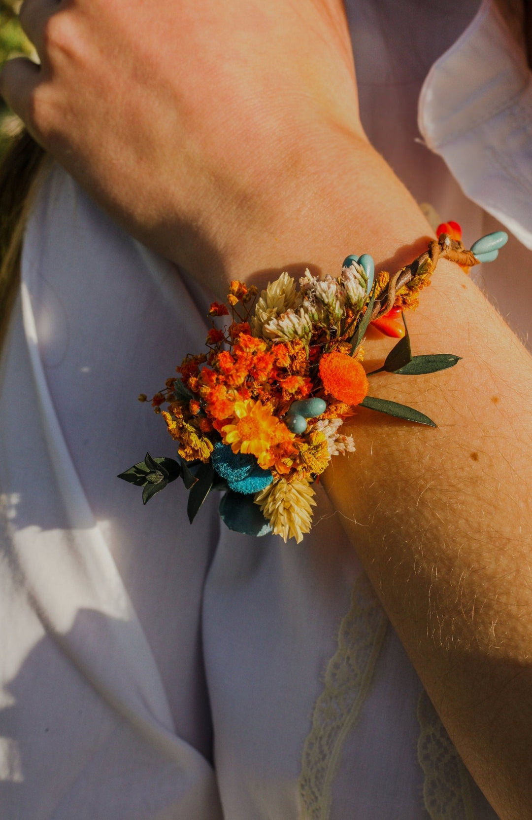 Bridal Flower Bracelet: Handmade Meadow Wrist Corsage – handmade floral hair accessory by magaela