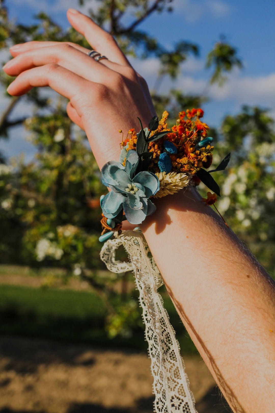 Bridal Flower Bracelet: Handmade Meadow Wrist Corsage – handmade floral hair accessory by magaela