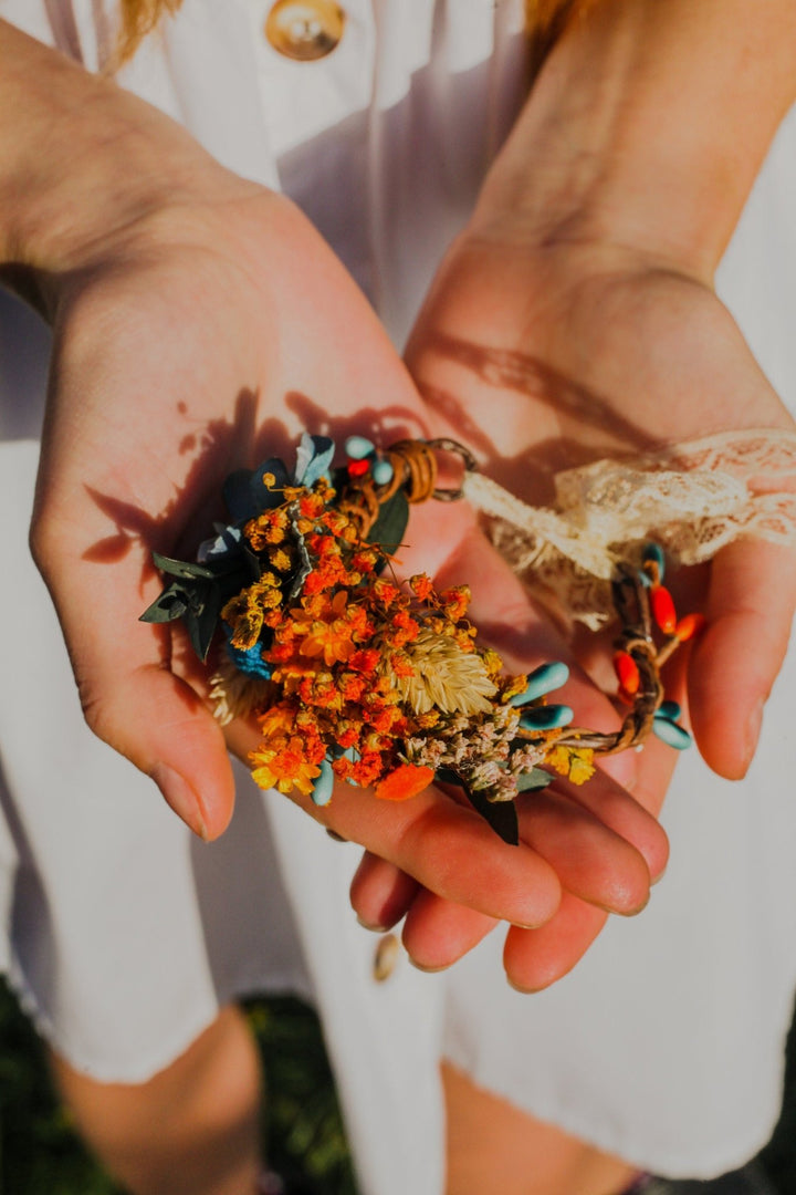 Bridal Flower Bracelet: Handmade Meadow Wrist Corsage – handmade floral hair accessory by magaela