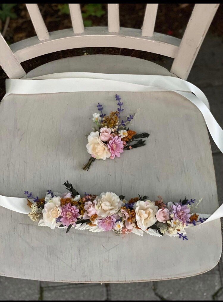 Custom Wedding Accessory Set: 2x Christmas headband with antlers – handmade floral hair accessory by magaela