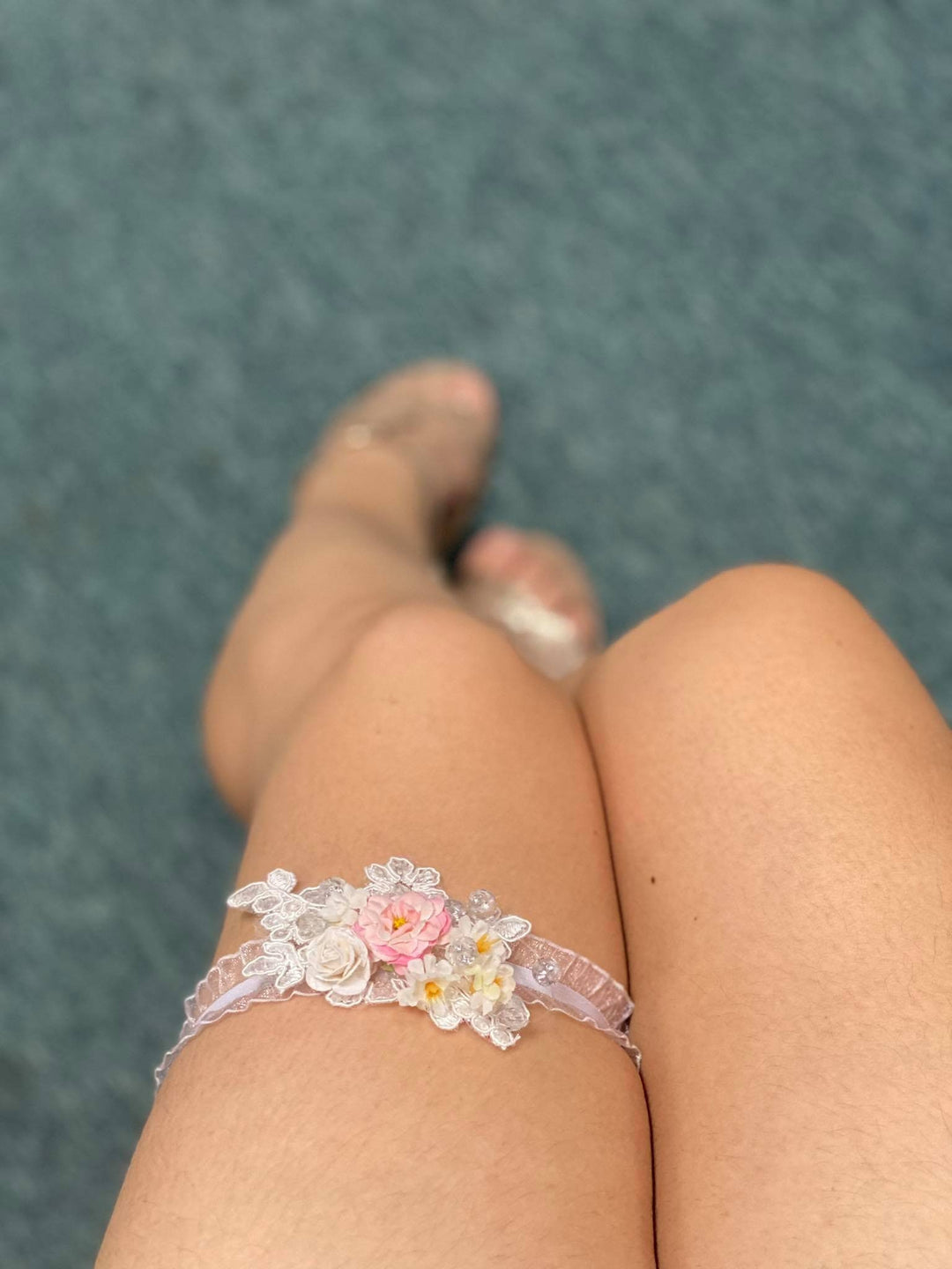 Floral Lace Wedding Garter: Customizable Bridal Accessory – handmade floral hair accessory by magaela