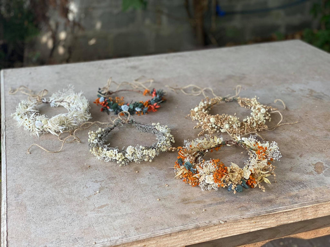 Ivory Flower Crown: Preserved Baby's Breath Bridal Headpiece – handmade floral hair accessory by magaela