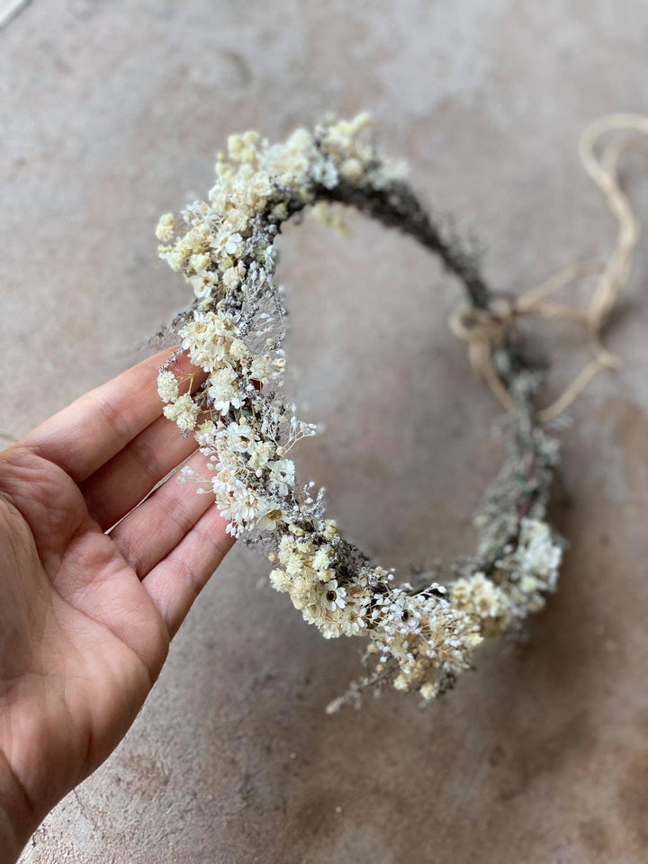 Ivory Flower Crown: Preserved Baby's Breath Bridal Headpiece – handmade floral hair accessory by magaela