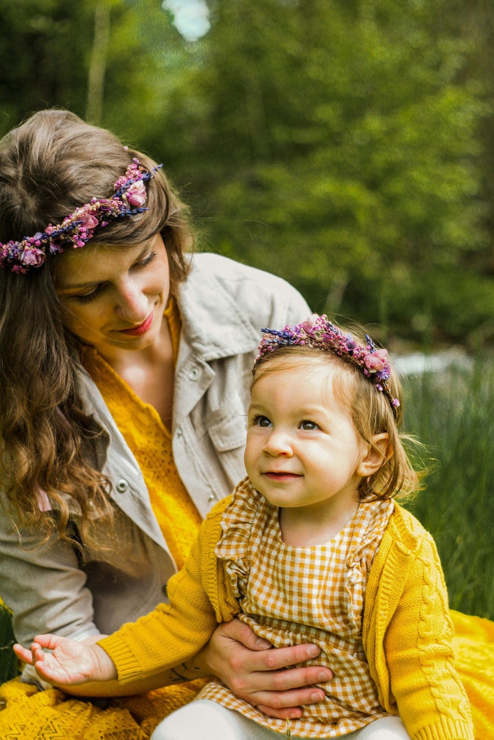 Matching Flower Hair Crowns: Mummy and Me Photo Prop Headpiece – handmade floral hair accessory by magaela