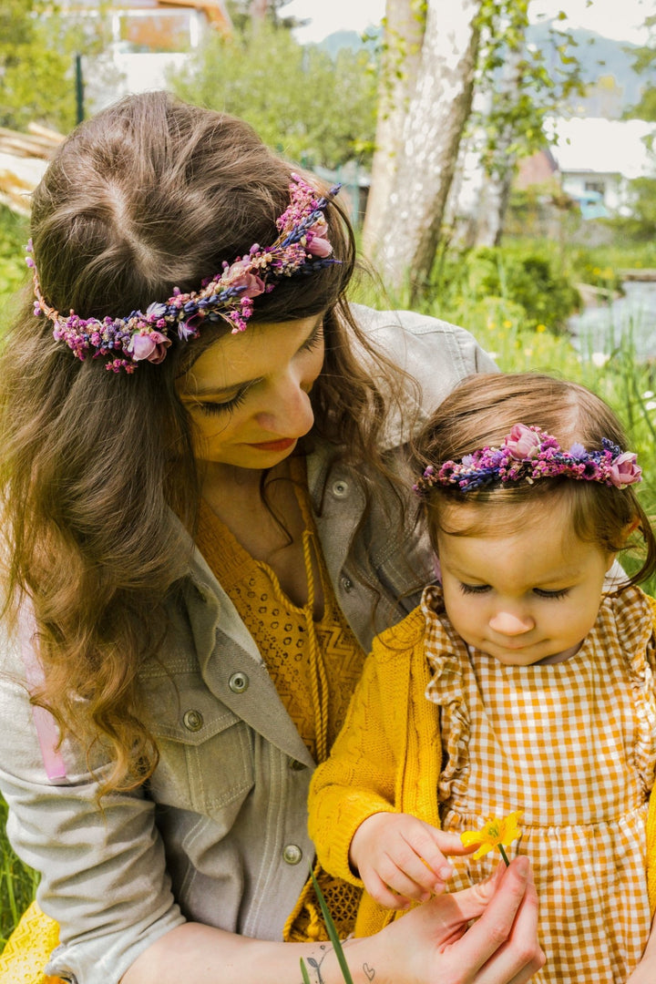 Matching Flower Hair Crowns: Mummy and Me Photo Prop Headpiece – handmade floral hair accessory by magaela