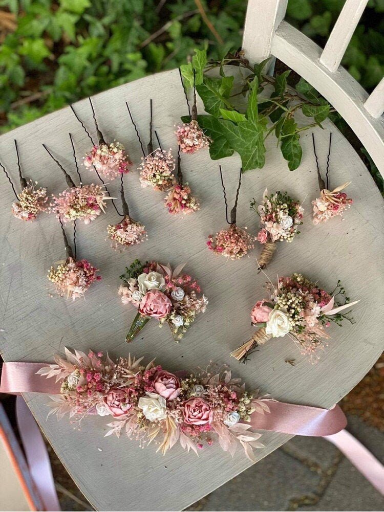 Custom Wedding Accessory Set: 2x Christmas headband with antlers – handmade floral hair accessory by magaela