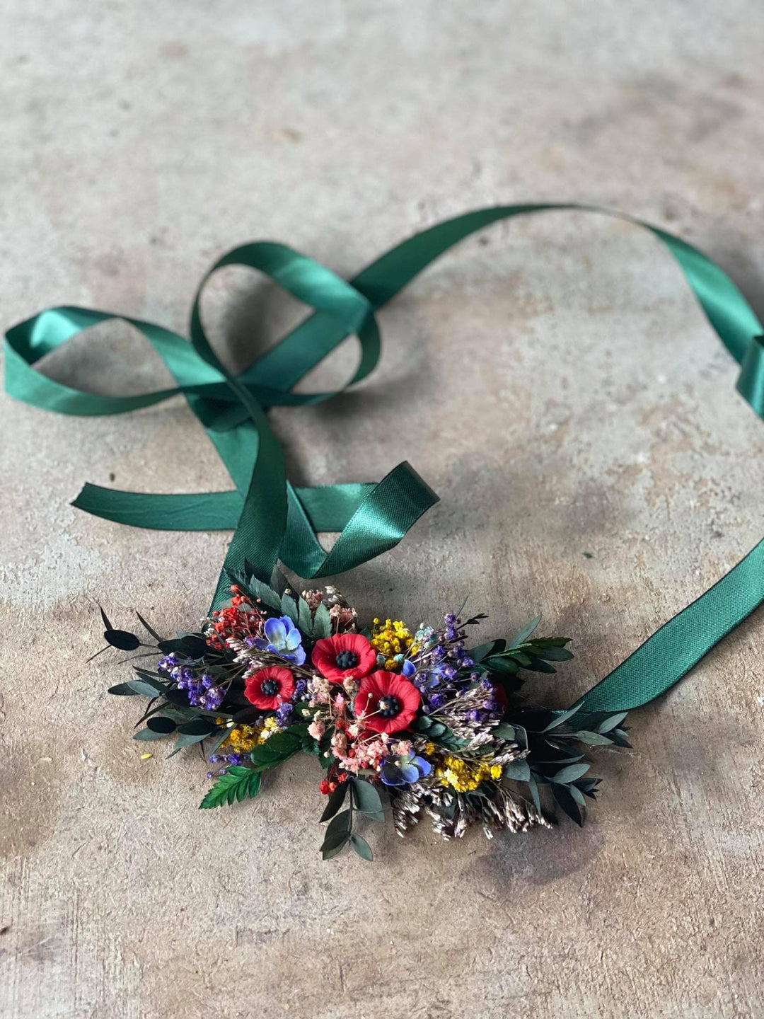 Folk Wedding Flower Belt: Poppy Bridal Sash, Colorful Slavic Style – handmade floral hair accessory by magaela