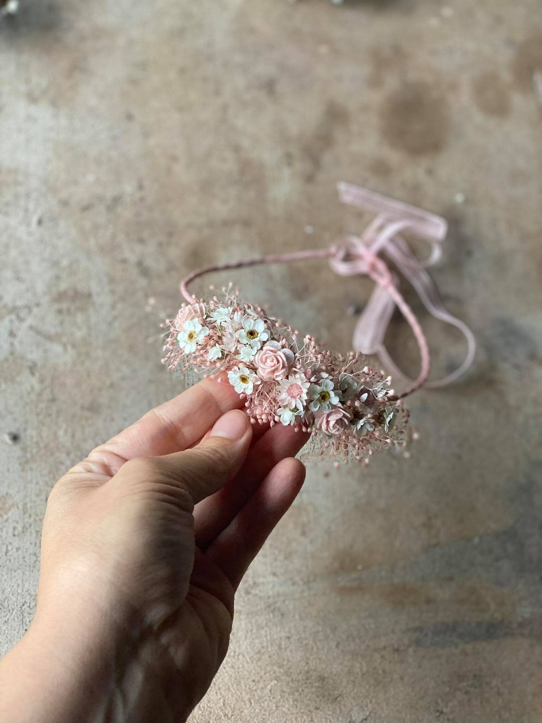 Blush Flower Crown: Newborn Photo Prop, Baptism Hair Wreath – handmade floral hair accessory by magaela
