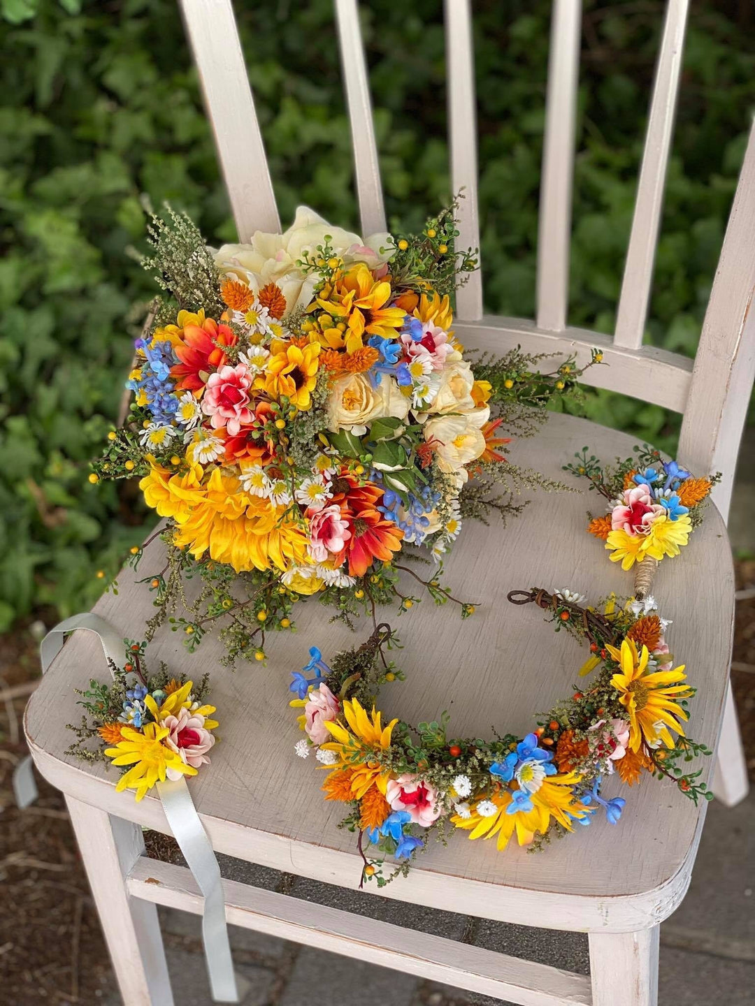 Custom Wedding Accessory Set: 2x Christmas headband with antlers – handmade floral hair accessory by magaela