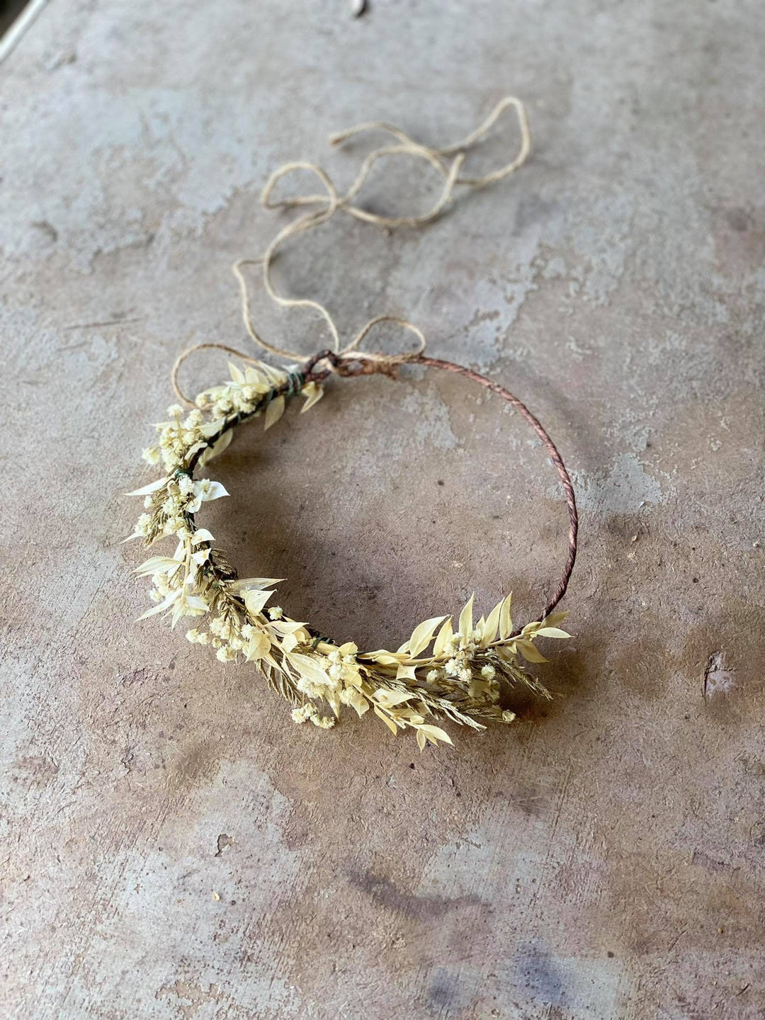 Ivory Baby's Breath Flower Crown: Dried Flower Wedding Headpiece – handmade floral hair accessory by magaela