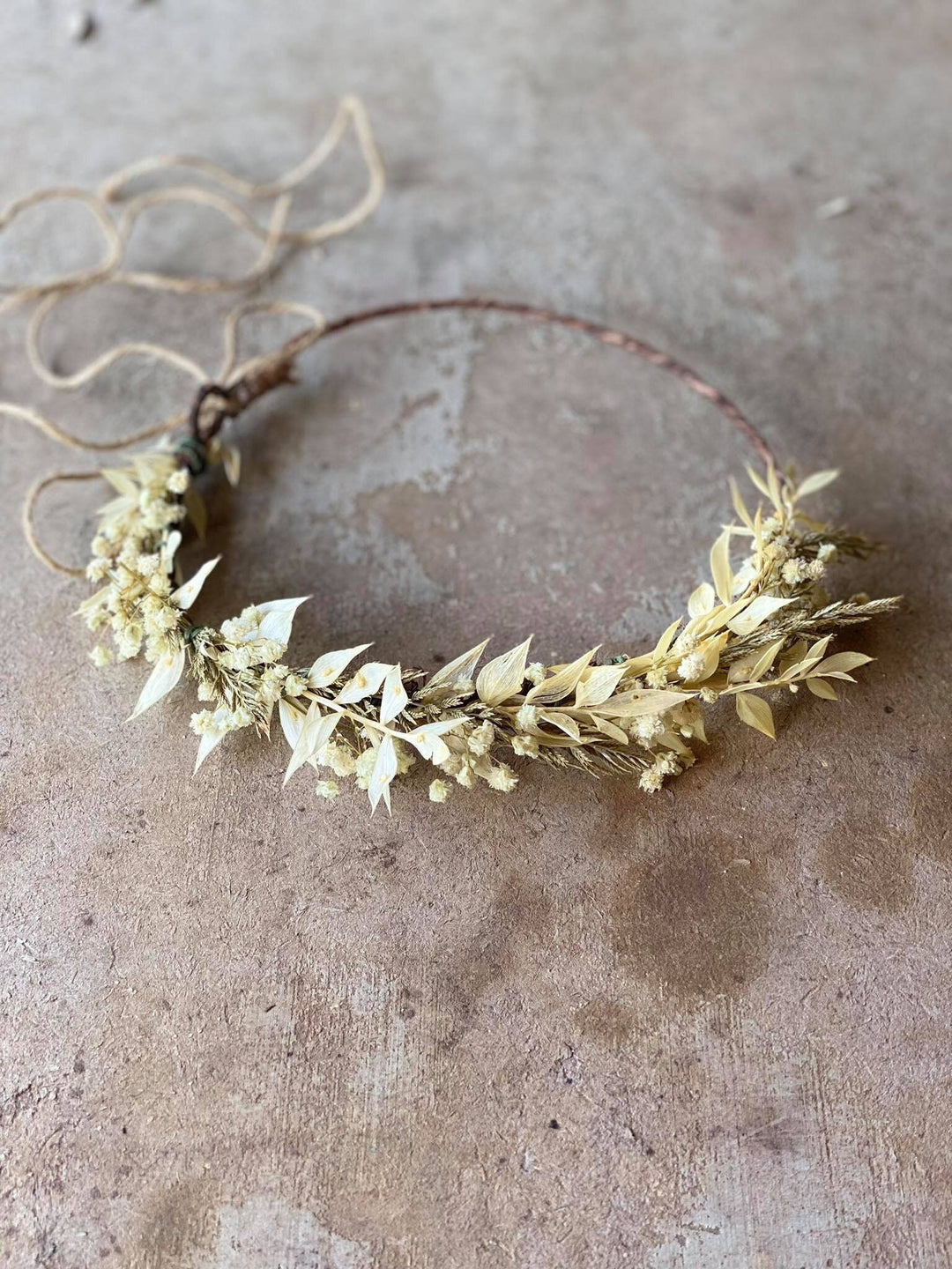 Ivory Baby's Breath Flower Crown: Dried Flower Wedding Headpiece – handmade floral hair accessory by magaela