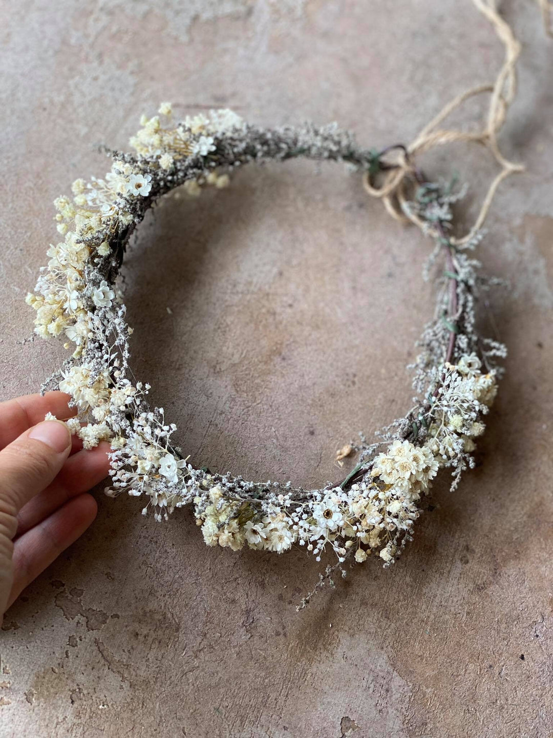 Ivory Flower Crown: Preserved Baby's Breath Bridal Headpiece – handmade floral hair accessory by magaela
