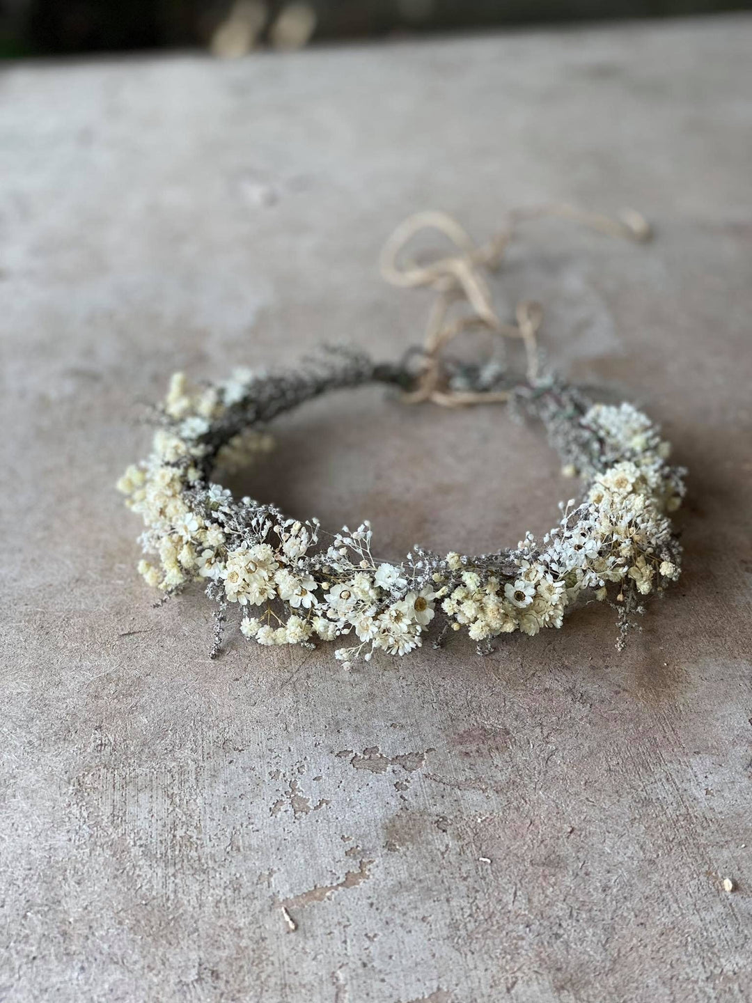 Ivory Flower Crown: Preserved Baby's Breath Bridal Headpiece – handmade floral hair accessory by magaela
