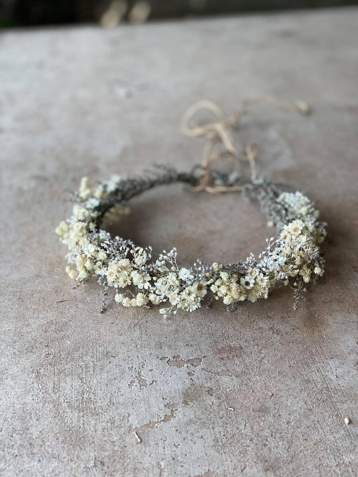 Ivory Flower Crown: Preserved Baby's Breath Bridal Headpiece – handmade floral hair accessory by magaela