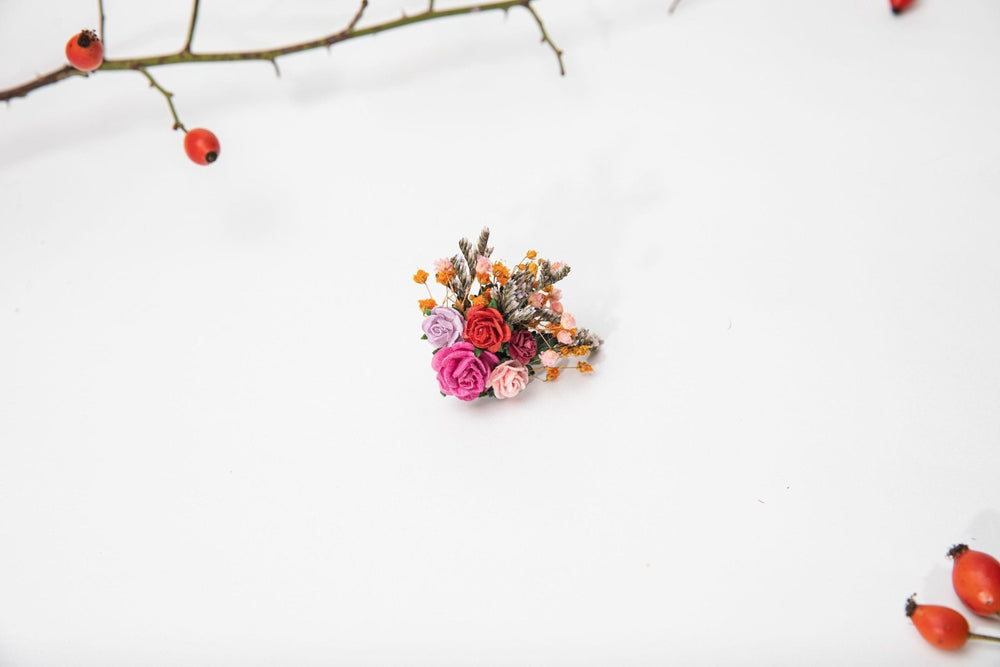 Frida Flower Ring: Colorful Wedding Jewelry, Adjustable Rose Ring – handmade floral hair accessory by magaela