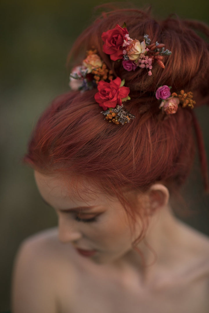 Frida Flower Hair Pins: Wedding Hair Clips, Customizable Jewelry – handmade floral hair accessory by magaela