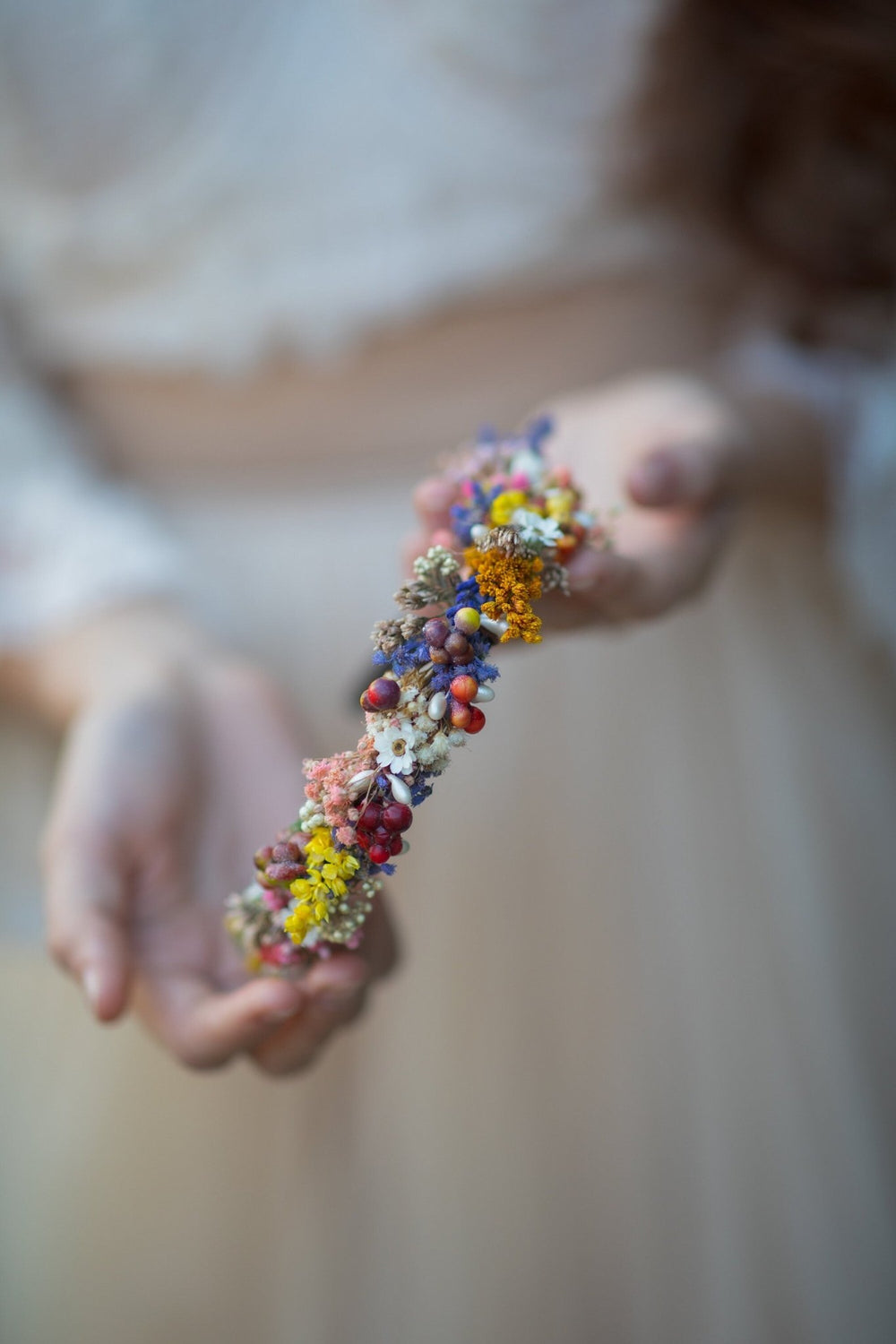Dried Flower Bridal Headband: Natural Wedding Hair Piece – handmade floral hair accessory by magaela