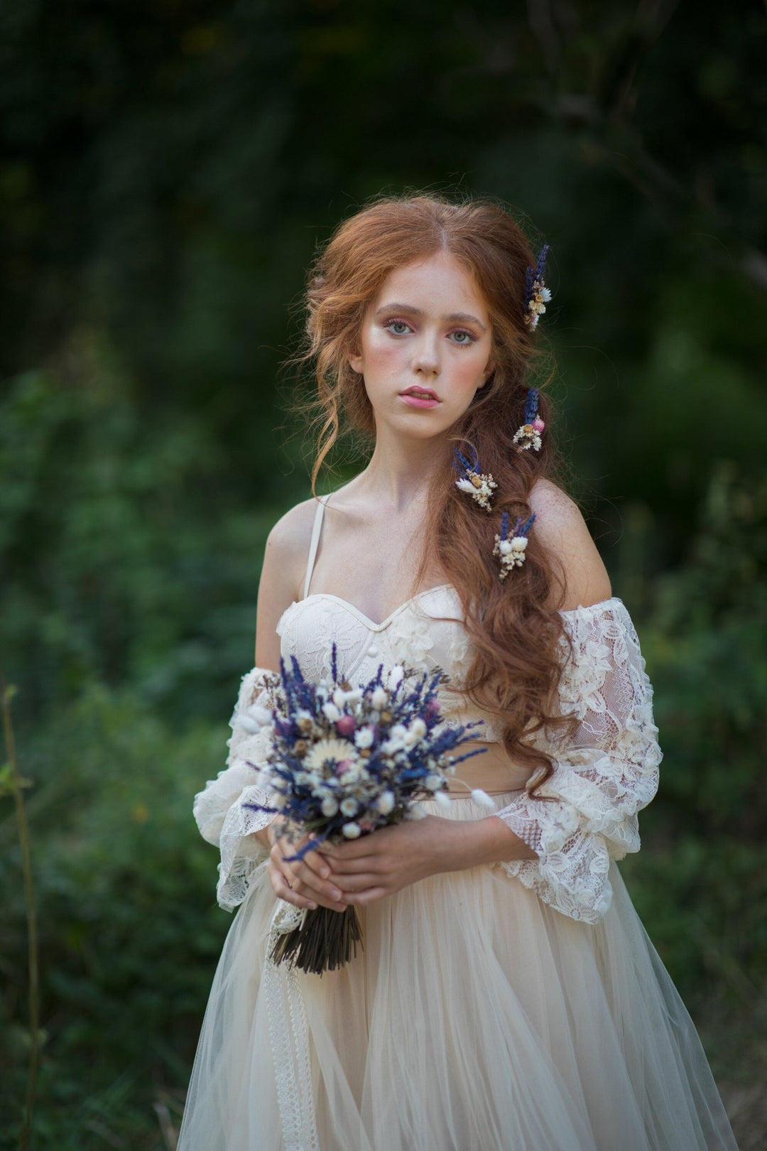 Preserved Lavender Wedding Bouquet: Handmade Dried Bridal Bouquet – handmade floral hair accessory by magaela
