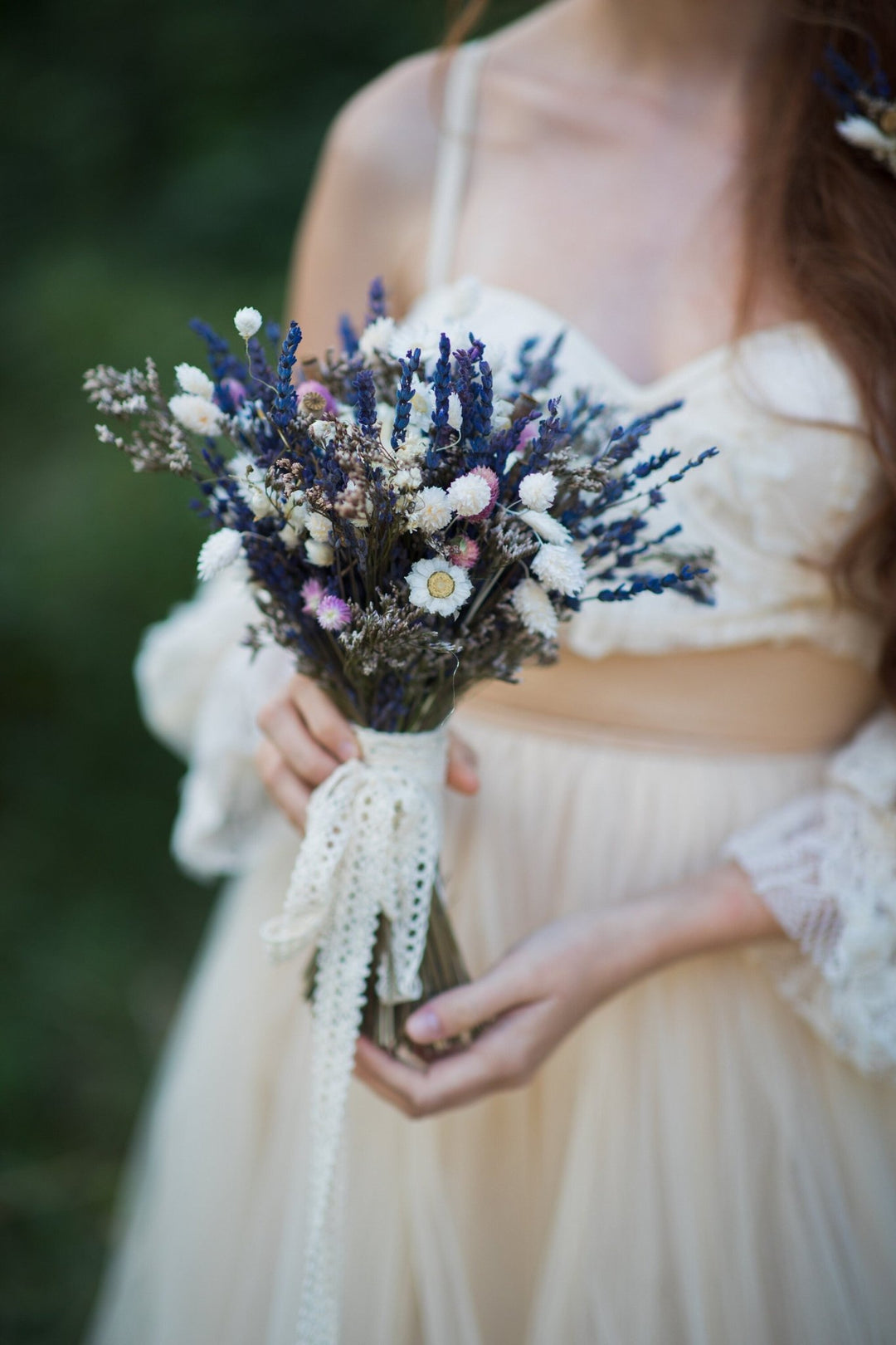 Preserved Lavender Wedding Bouquet: Handmade Dried Bridal Bouquet – handmade floral hair accessory by magaela