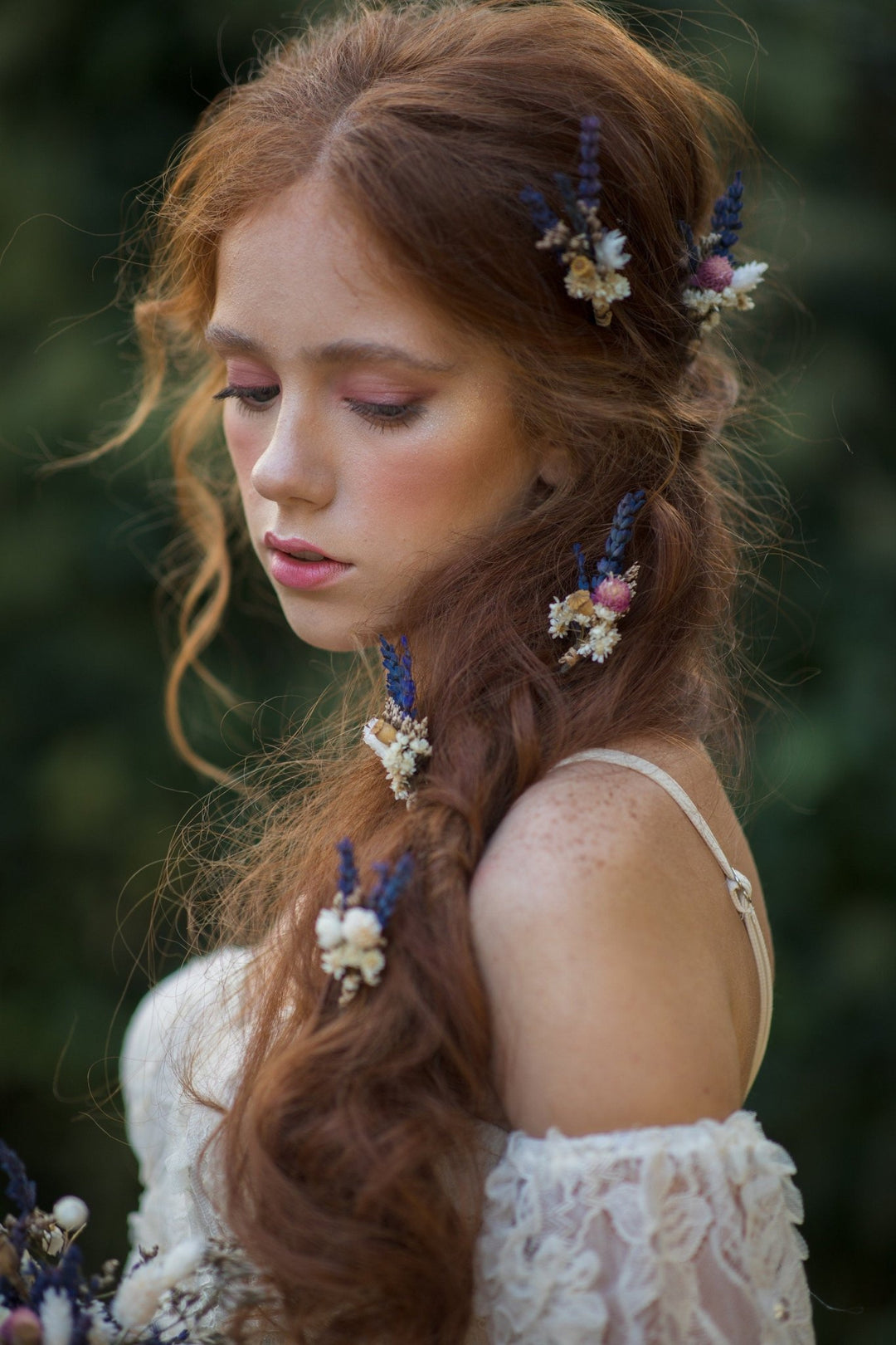 Lavender Dried Flower Hairpins: Provence Wedding Accessories – handmade floral hair accessory by magaela