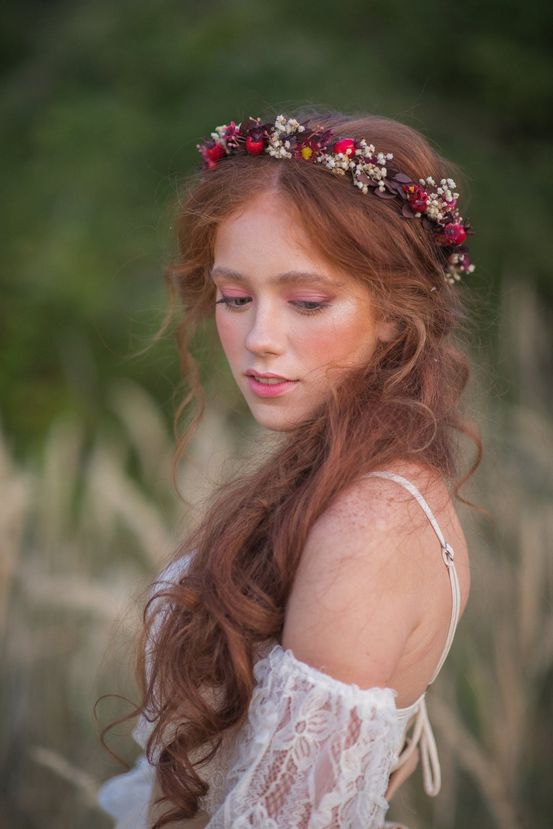 Rose Hip Flower Crown: Autumn Wedding Bridal Hair Wreath – handmade floral hair accessory by magaela