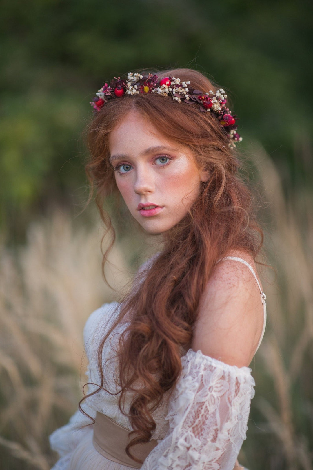 Rose Hip Flower Crown: Autumn Wedding Bridal Hair Wreath – handmade floral hair accessory by magaela