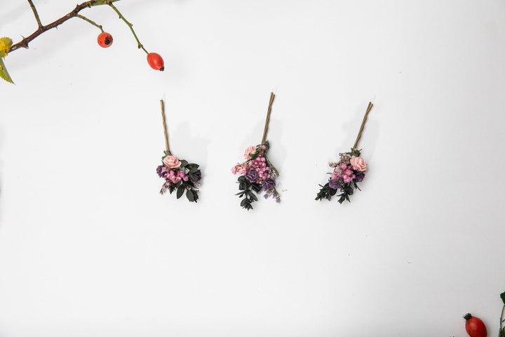 Purple Flower Hair Pins: Bridal Wedding Hair Accessories – handmade floral hair accessory by magaela