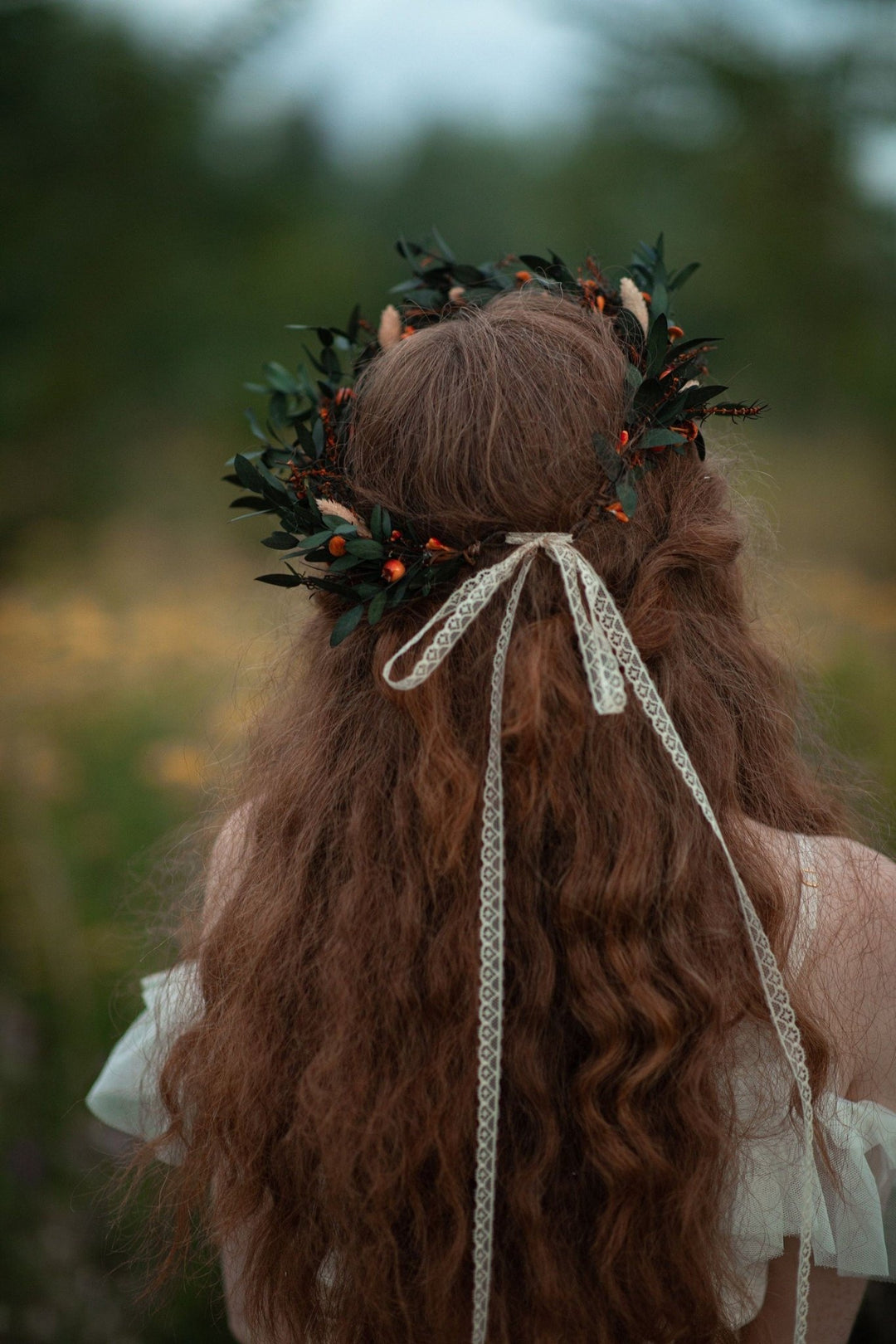Autumn Flower Hair Wreath: Burnt Orange Boho Wedding Headpiece – handmade floral hair accessory by magaela
