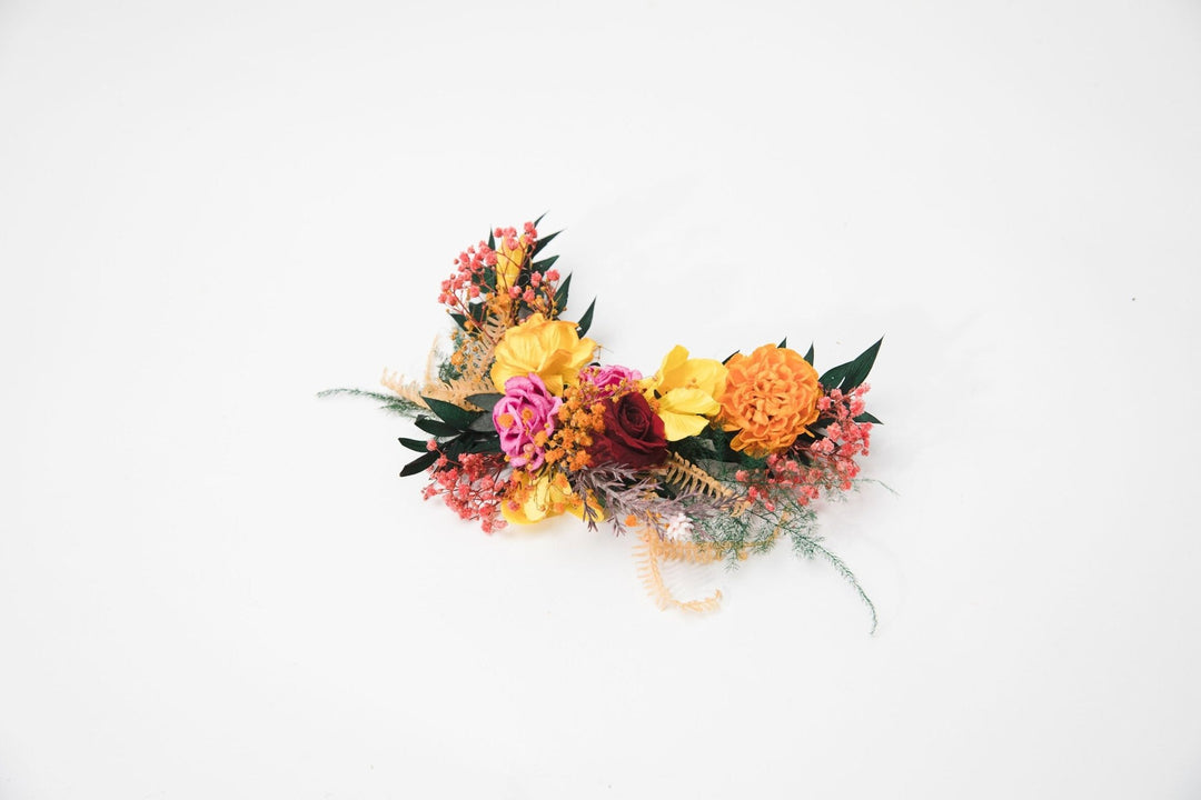 Autumn Frida Flower Hair Vine: Colorful Bridal Headpiece – handmade floral hair accessory by magaela
