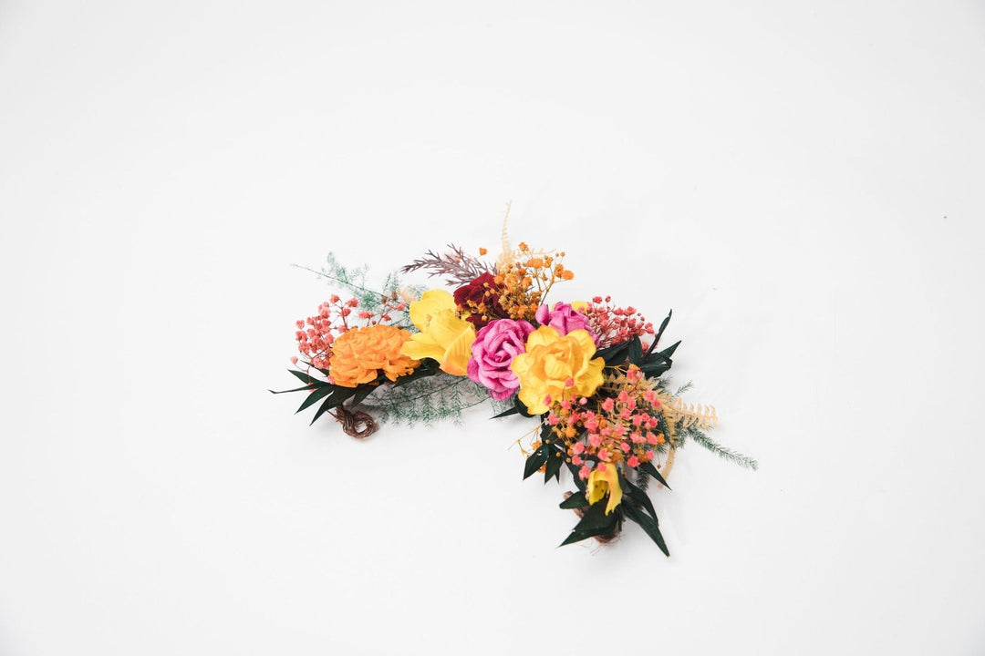 Autumn Frida Flower Hair Vine: Colorful Bridal Headpiece – handmade floral hair accessory by magaela