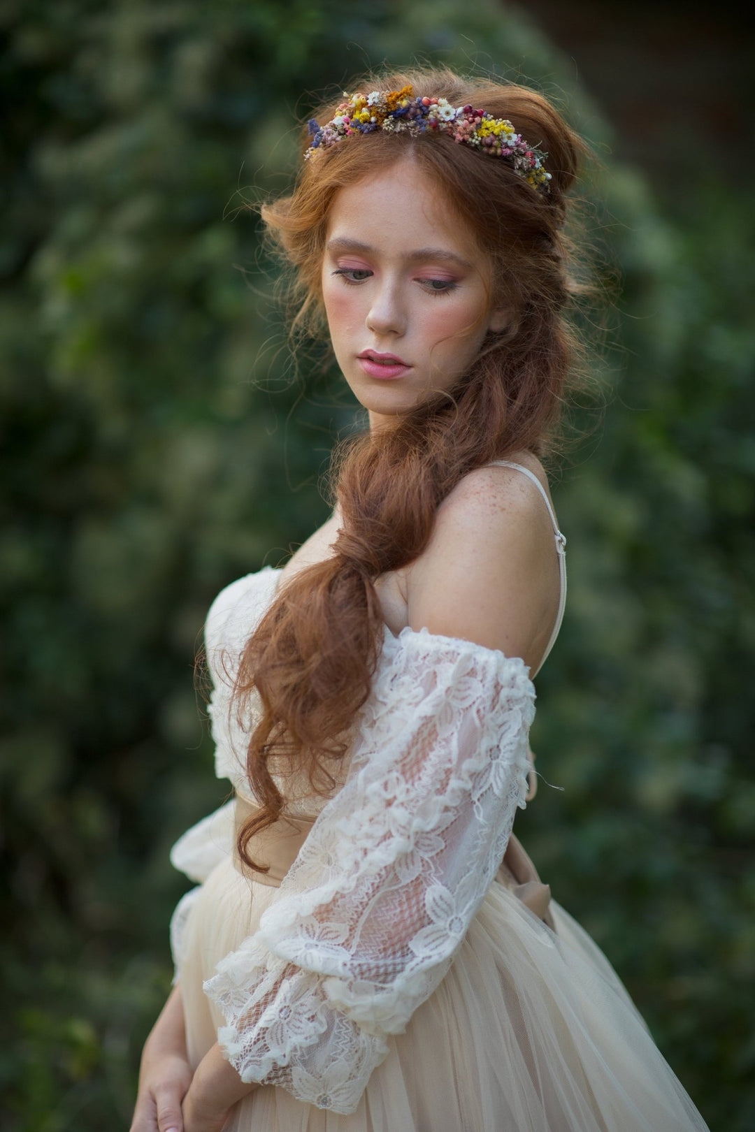 Dried Flower Bridal Headband: Natural Wedding Hair Piece – handmade floral hair accessory by magaela